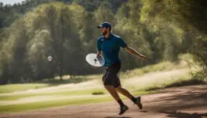 disc golfer throwing a disc