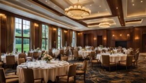 On-site dining, lodging, banquet hall